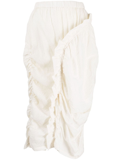 Renli Su Novella Ruched Midi Skirt In White