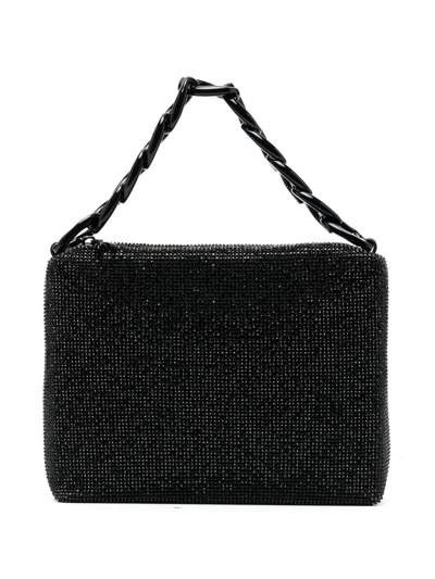 Patrizia Pepe Maxichain Rhinestone Tote Bag In Black