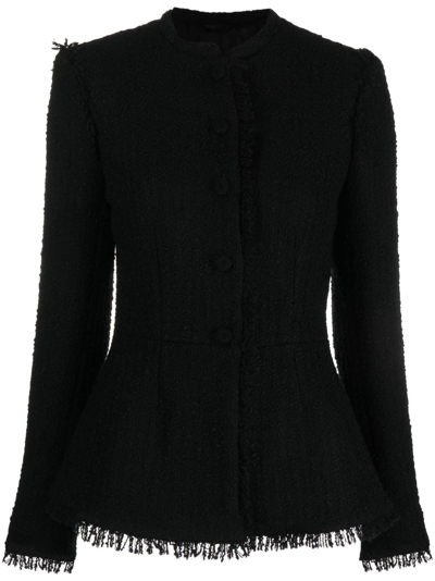 Del Core Tweed Single-breasted Peplum Jacket In Black