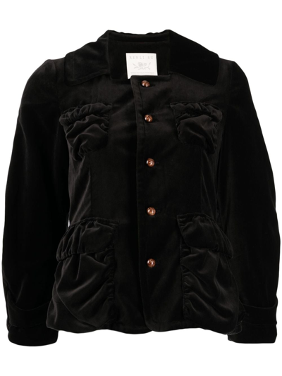 Renli Su Edwina Velvet-effect Cotton Jacket In Black