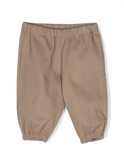 Douuod Babies' Panelled Logo-print Trousers In Brown