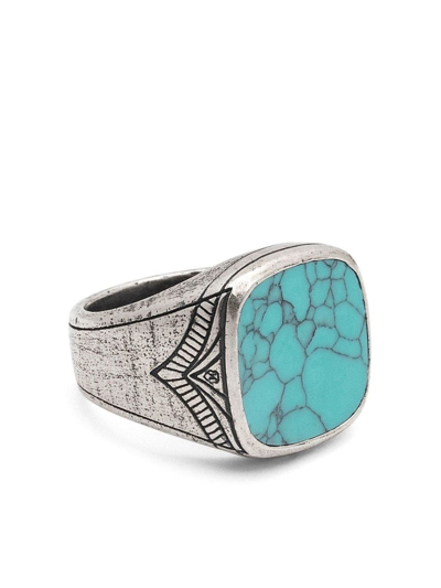 Nialaya Jewelry Genuine Turquoise Signet Ring In Silver