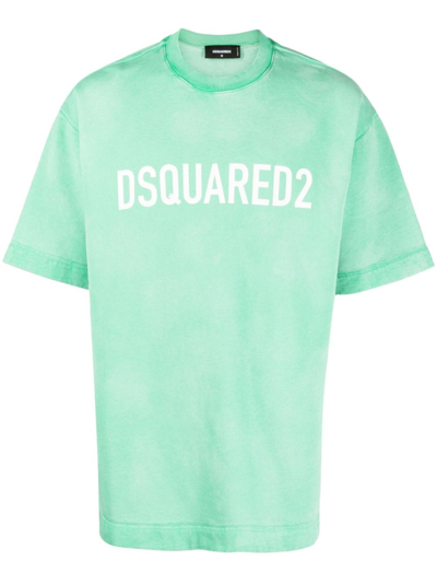 Dsquared2 Drop-shoulder Cotton T-shirt In Green