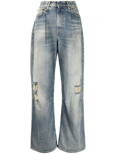 R13 Wayne Mid-rise Wide-leg Jeans In Blue