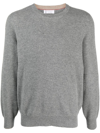 Brunello Cucinelli Round Neck Jumper In Comfortable Cotton Blend In Grey