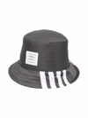 Thom Browne 4-bar Stripe Bucket Hat In Grey