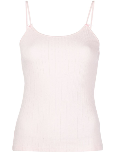 Paloma Wool Bow-detail Pointelle Tank Top In C/435 Pink