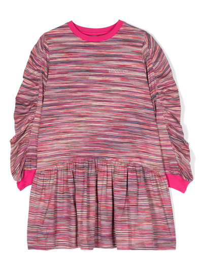 Missoni Kids' Melange-effect Logo-print Dress In Fuchsia