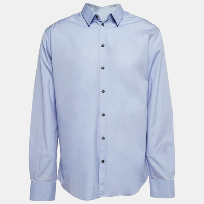 Pre-owned Dolce & Gabbana Blue Cotton Full Sleeve Martini Shirt Xxl