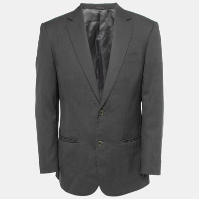 Pre-owned Balmain Grey Crepe Single Breasted Blazer Xl