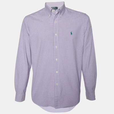 Pre-owned Polo Ralph Lauren Purple Checkered Cotton Custom Fit Shirt L