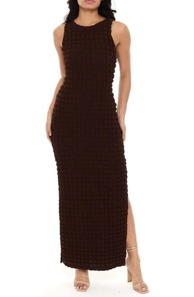 Rare London Popcorn Sleeveless Maxi Dress In Brown