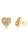 Chanteur Kids' Heart Stud Earrings In Gold Multi