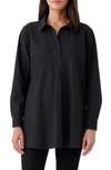 Eileen Fisher Long-sleeve Spread-collar Poplin Tunic In Black