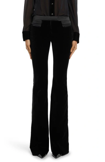 TOM FORD VELVETEEN FLARE LEG TUXEDO PANTS