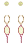 Baublebar Tennis Mismatched Enamel Earrings In Pink/ Yellow