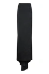 Balenciaga Elegant Black Satin Skirt With Train For Women In Black