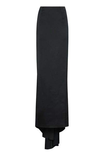 Balenciaga Long Satin Skirt In Black