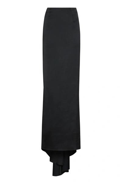 Balenciaga Elegant Black Satin Skirt With Train For Women