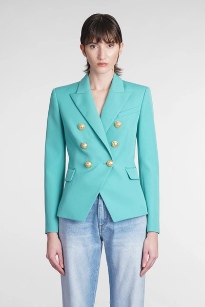 Balmain Wool Jacket In Green