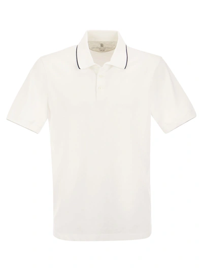 Brunello Cucinelli White Cotton Polo Shirt