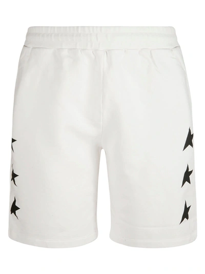 Golden Goose Diego Star Collection Bermuda With Contrasting Stars In Vintage White/black