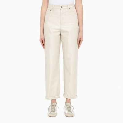 Golden Goose Ivory Coated Jeans In Yellow Cream
