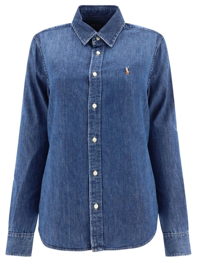 Polo Ralph Lauren Embroidered Denim Shirt In Blue