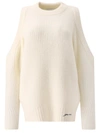 Ganni Cold-shoulder Jumper In Beige