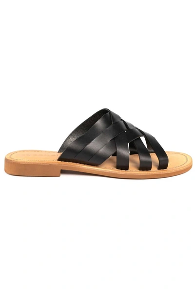 Cocobelle Siena Leather Slide Sandals In Black