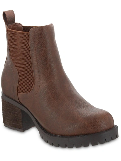 MIA WOMENS BLOCK HEEL BLOCK HEEL ANKLE BOOTS