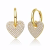 Rachel Glauber Rg 14k Yellow Gold Plated With Cubic Zirconia Heart Dangle Infinity Hoop Drop Earrings