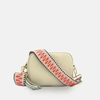 APATCHY LONDON Stone Leather Crossbody Bag With Neon Mustard Woven Strap