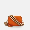 Apatchy London Orange Leather Crossbody Bag With Orange & Tan Checks Strap In Orange