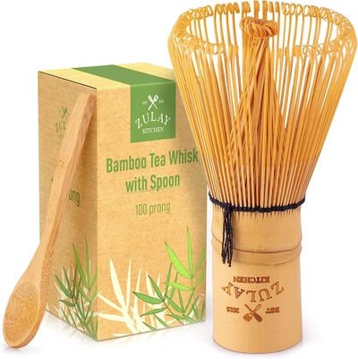 Zulay Kitchen Traditional Matcha Whisk & Spoon In Yellow