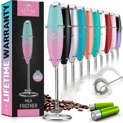 Zulay Kitchen Milk Frother With Batteries Included In Pink