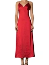 Lena Satin Maxi Dress In Burgundy In Red