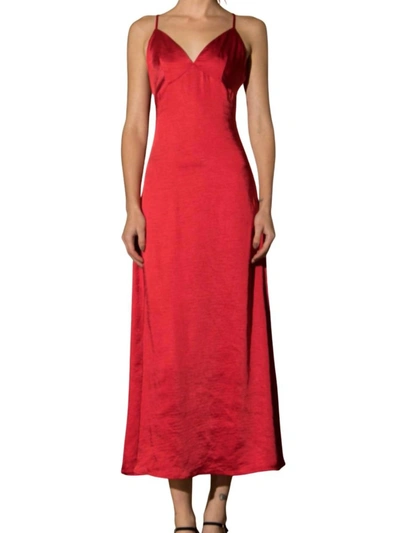 Lena Satin Maxi Dress In Burgundy In Red