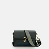 APATCHY LONDON THE BLOXSOME BLACK LEATHER CROSSBODY BAG WITH BLACK & GOLD CHEVRON STRAP