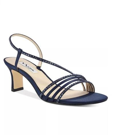 Nina Gerri Mid Heel Sandals In Black In Blue