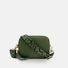 APATCHY LONDON OLIVE GREEN LEATHER CROSSBODY BAG WITH OLIVE GREEN CHEETAH STRAP