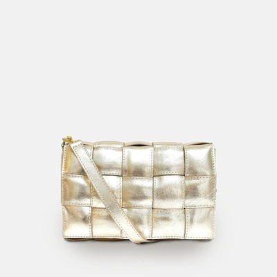 Apatchy London Gold Padded Woven Leather Crossbody Bag