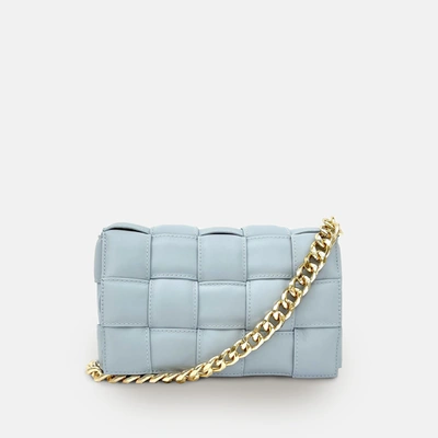 Apatchy London Blue Padded Woven Leather Crossbody Bag With Gold Chain Strap