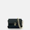 APATCHY LONDON THE BLOXSOME BLACK LEATHER CROSSBODY BAG WITH GOLD CHAIN STRAP