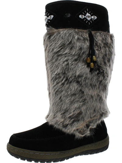 Wanderlust Nika Womens Water Resistant Faux Fur Lined Knee-high Boots In Black