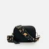 APATCHY LONDON BLACK LEATHER CROSSBODY BAG WITH GREY LEOPARD STRAP