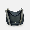 Apatchy London The Harriet Black Leather Bag With Black & Gold Chevron Strap In Black