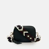 APATCHY LONDON BLACK LEATHER CROSSBODY BAG WITH PORT & OLIVE DIAMOND STRAP