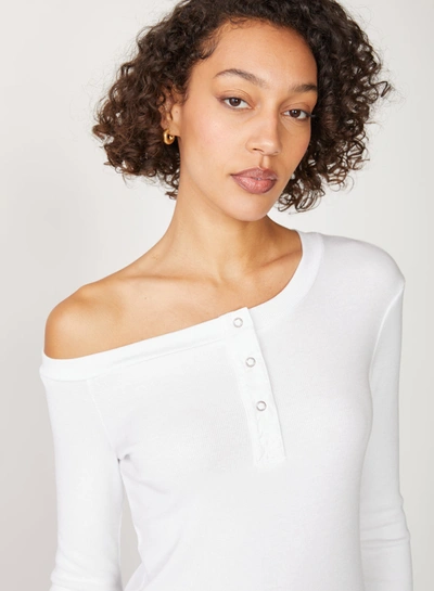 Stateside 2x1 Rib Long Sleeve Off-shoulder Top In White