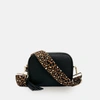APATCHY LONDON BLACK LEATHER CROSSBODY BAG WITH TAN CHEETAH STRAP